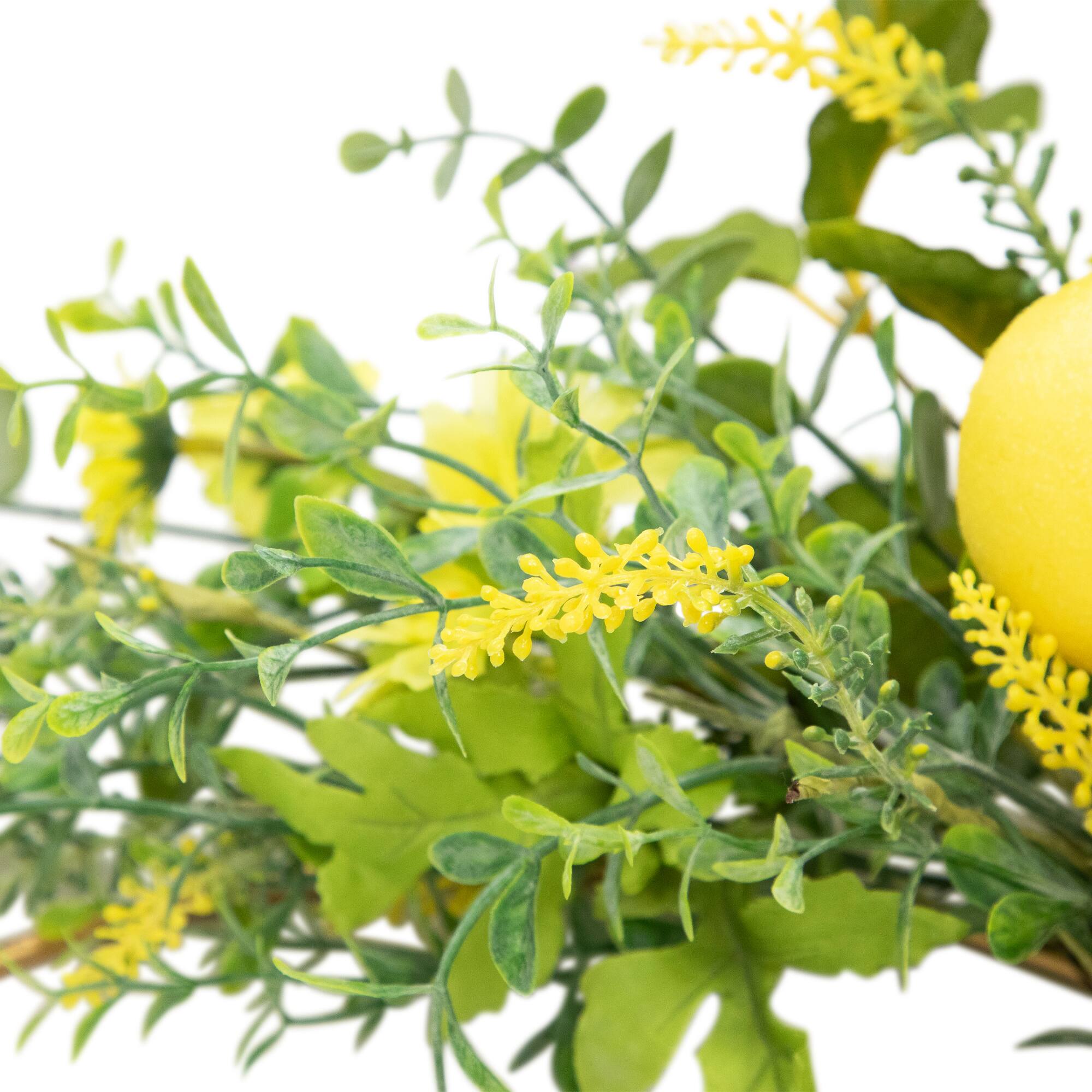 22" Yellow Lemon & Daisy Springtime Half Wreath